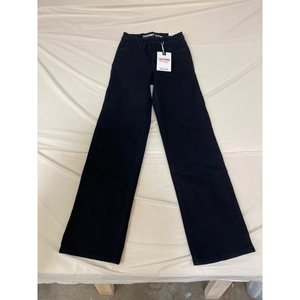 California Vintage Womens Wide Leg Jeans Black High Waisted Size 1/25 NWT